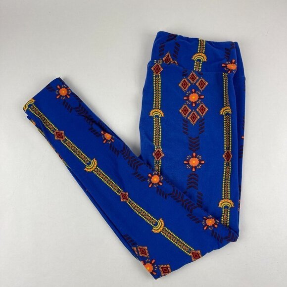Lularoe Leggings Womens Tall & Curvey Blue Striped Pattern - Picture 1 of 11